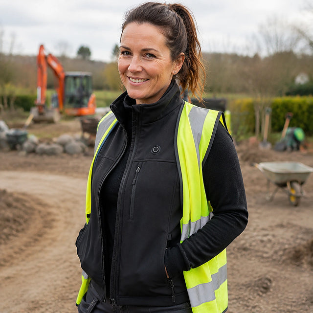 QUILLMORE customer wearing the Field 9 heated vest