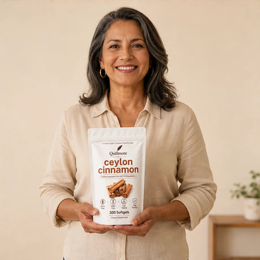 Woman holding Quillmore Ceylon Cinnamon